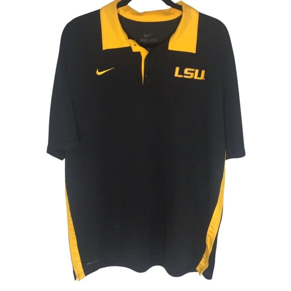 LSU Tigers Shirt Mens XL NCAA Football Nike Dri Fit Polo Collared Top - Picture 1 of 16